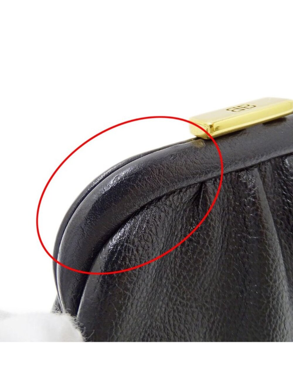Balenciaga Wallet Shoulder Coin Case Leather Black Kiss Lock Logo - Picture 9 of 11